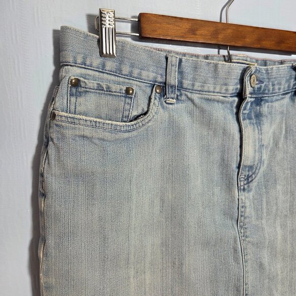Old Navy Size 12 Y2K Light Wash Denim Blue Low Waist Stretch Jean Skirt - Picture 3 of 11